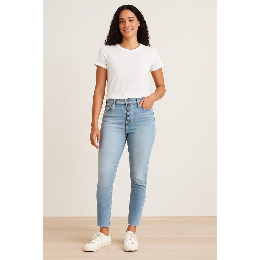 J. Crew High Rise Light Wash Toothpick Jeans